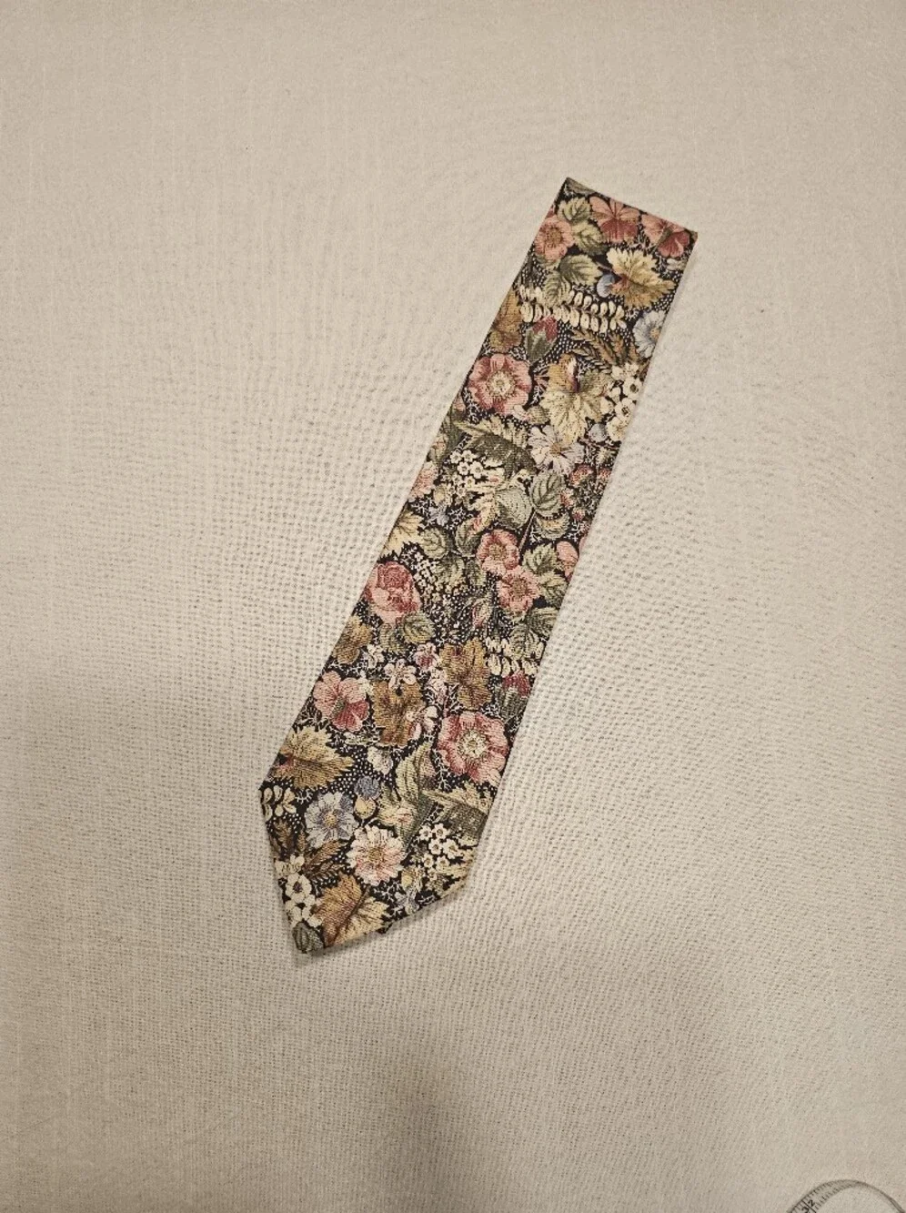 Buckingham 100% Cotton Floral Tie Necktie Statement Pink Brown